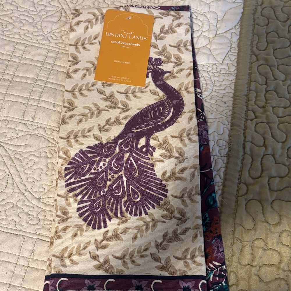 Purple and Cream Tea Towels Set. 
Great Christmas 🎄 gift!